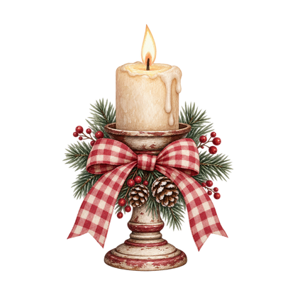 Red gingham watercolor Christmas DTF transfer design XMAS1487-7. Physical textile transfer only.