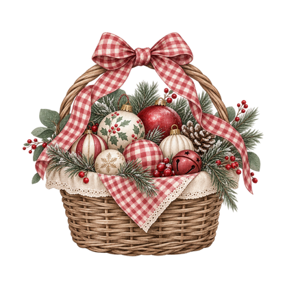 Red gingham watercolor Christmas DTF transfer design XMAS1487-9. Physical textile transfer only.