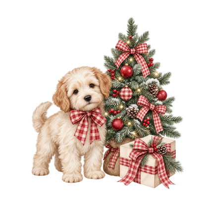 Red gingham Christmas watercolor DTF transfer, pattern XMAS1488-3