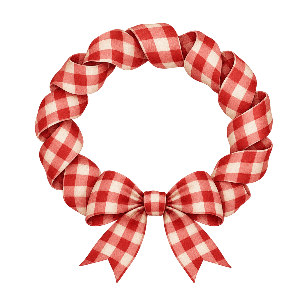 Red gingham Christmas watercolor DTF transfer, pattern XMAS1488-34