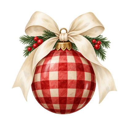Red gingham Christmas watercolor DTF transfer, pattern XMAS1488-38