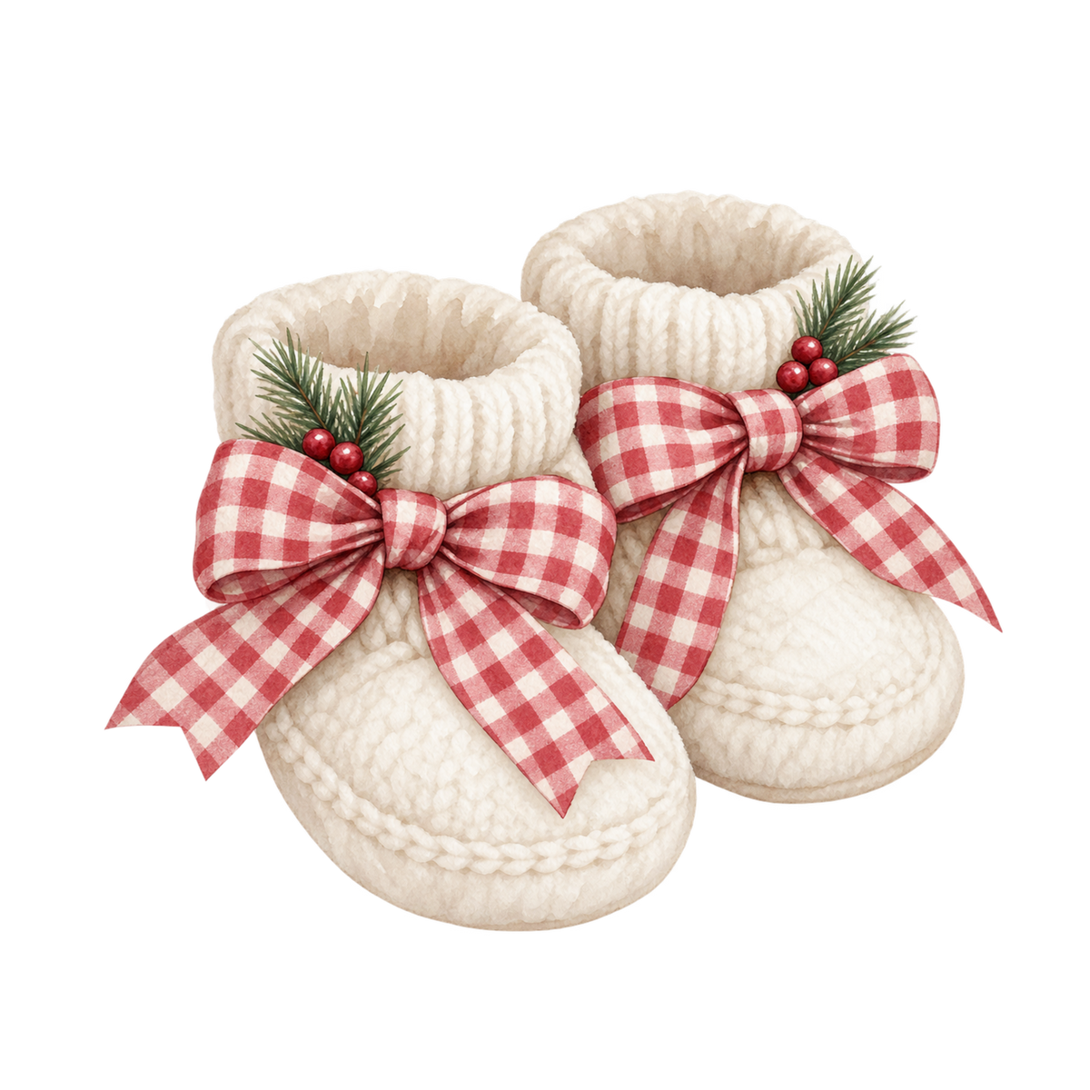 Red gingham Christmas watercolor DTF transfer, pattern XMAS1488-42