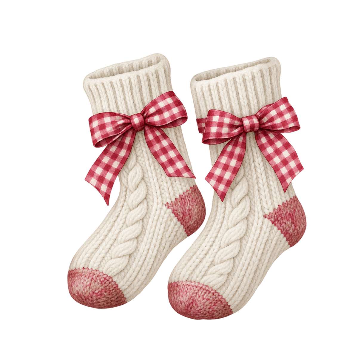 Red gingham Christmas watercolor DTF transfer, pattern XMAS1488-43