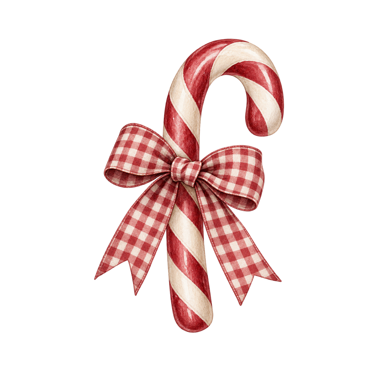 Red gingham Christmas watercolor DTF transfer, pattern XMAS1488-9