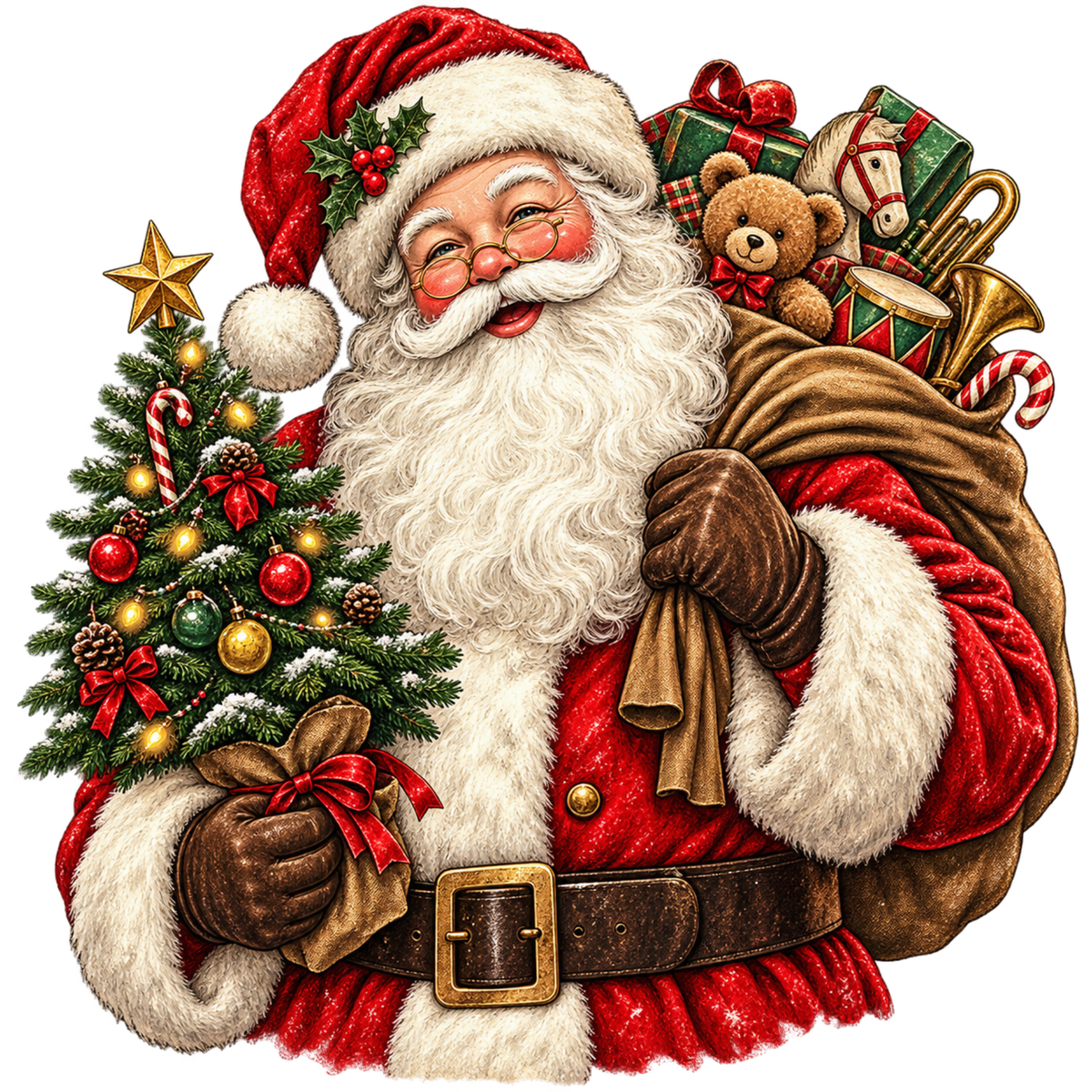 Classic Santa Christmas DTF transfer, pattern XMAS1489-2