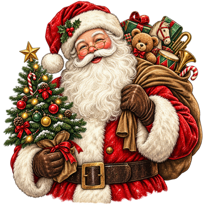 Classic Santa Christmas DTF transfer, pattern XMAS1489-2