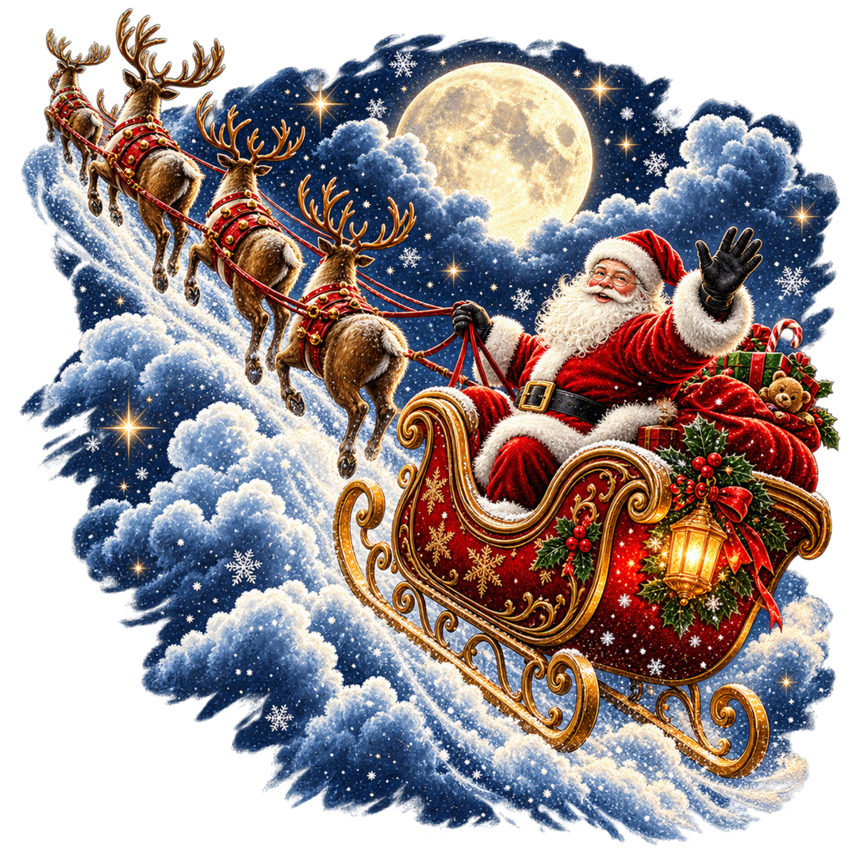 Classic Santa Christmas DTF transfer, pattern XMAS1489-7