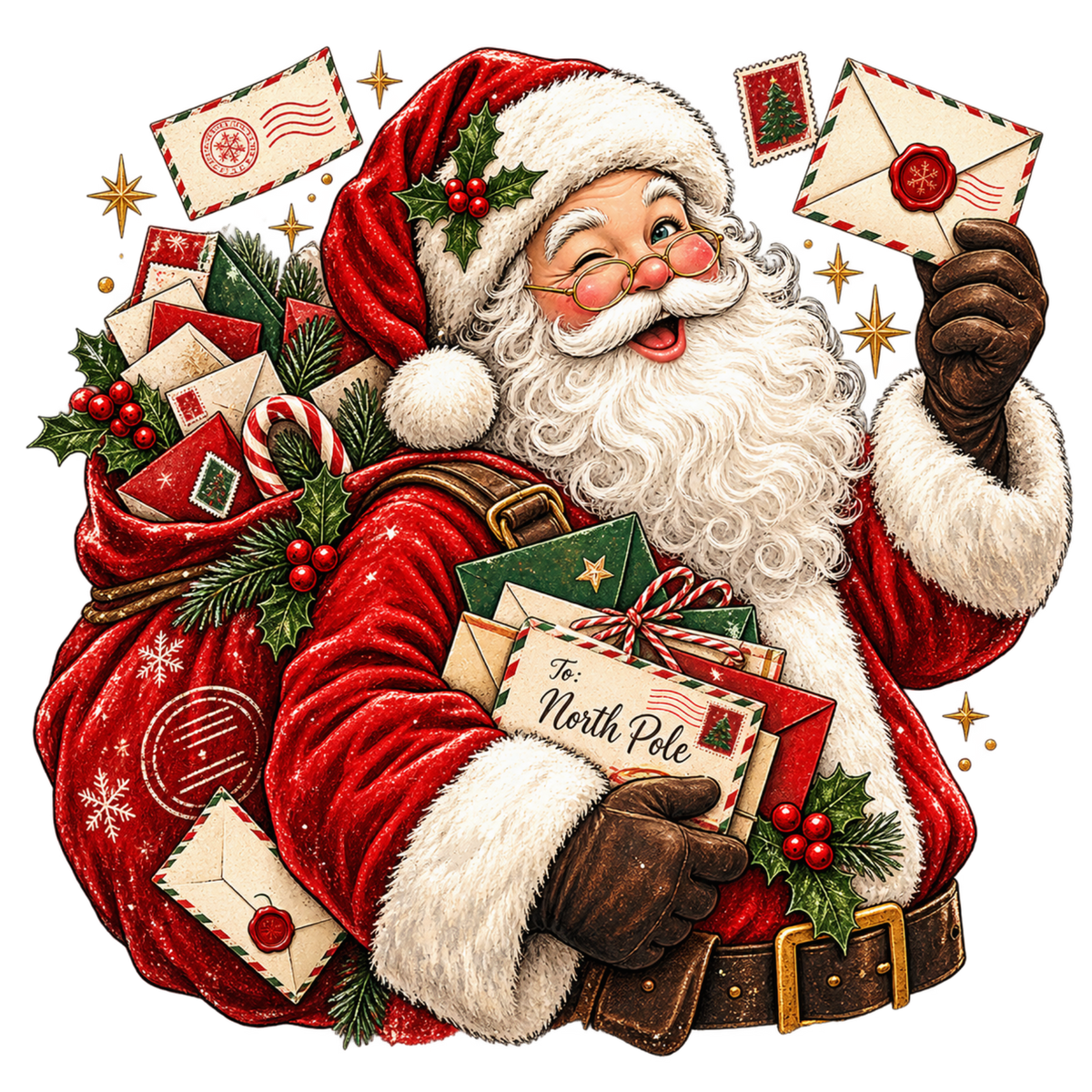 Classic Santa Christmas DTF transfer, pattern XMAS1489-9