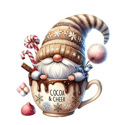 Cozy cocoa Christmas gnome DTF transfer, pattern XMAS1490-1