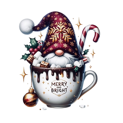 Cozy cocoa Christmas gnome DTF transfer, pattern XMAS1490-2