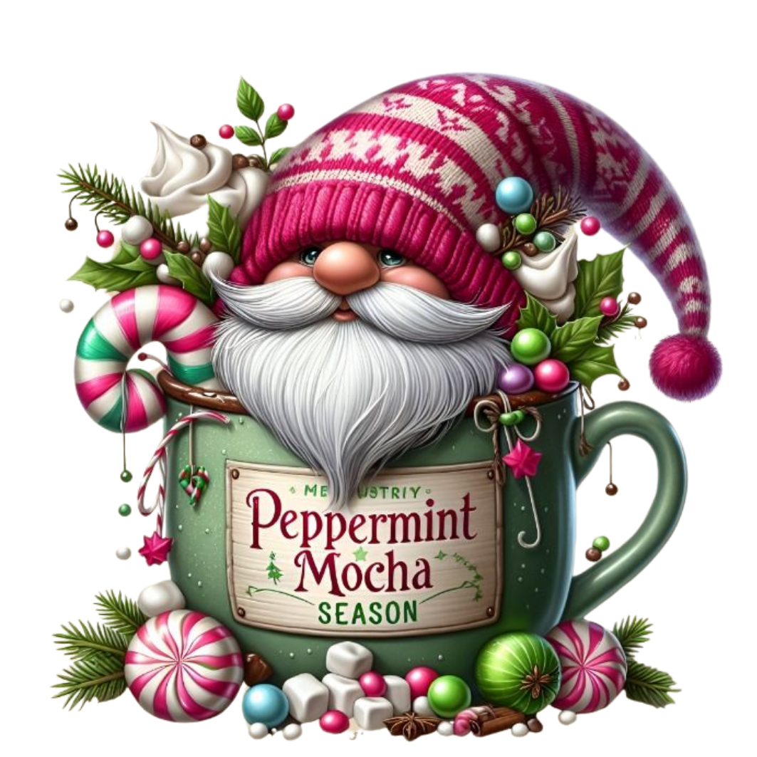 Cozy cocoa Christmas gnome DTF transfer, pattern XMAS1490-6