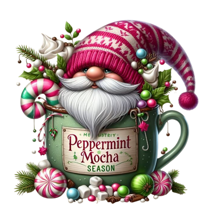 Cozy cocoa Christmas gnome DTF transfer, pattern XMAS1490-6