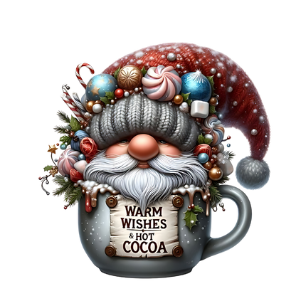 Cozy cocoa Christmas gnome DTF transfer, pattern XMAS1490-7