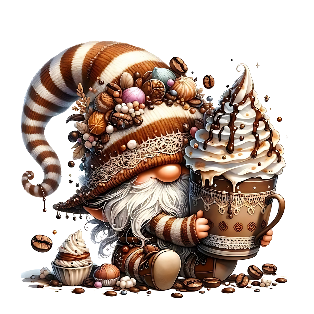 Cozy cocoa Christmas gnome DTF transfer, pattern XMAS1490-8