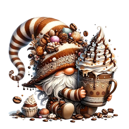 Cozy cocoa Christmas gnome DTF transfer, pattern XMAS1490-8