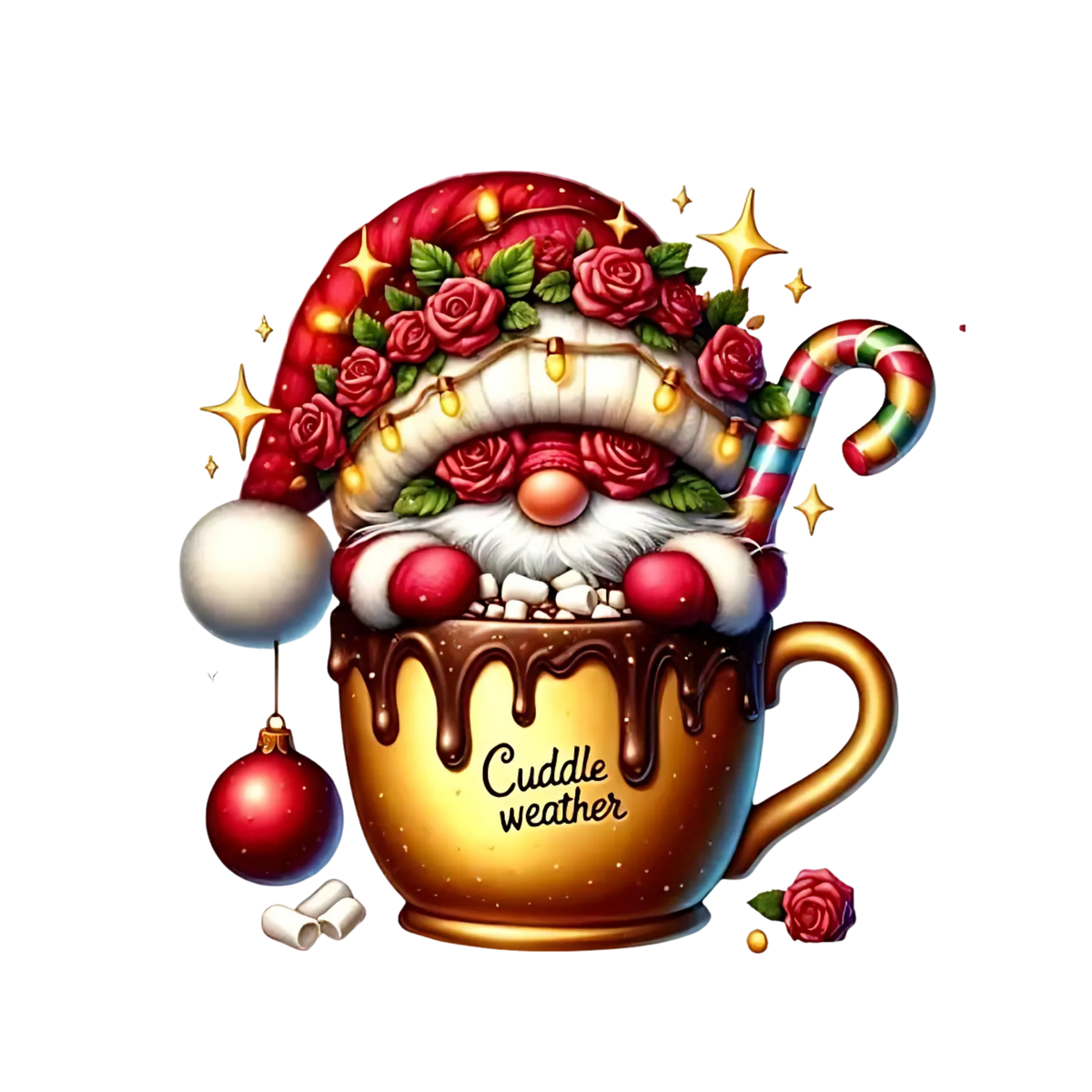 Cozy cocoa Christmas gnome DTF transfer, pattern XMAS1490-9