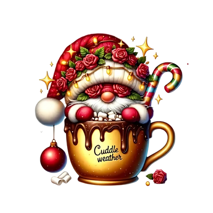 Cozy cocoa Christmas gnome DTF transfer, pattern XMAS1490-9