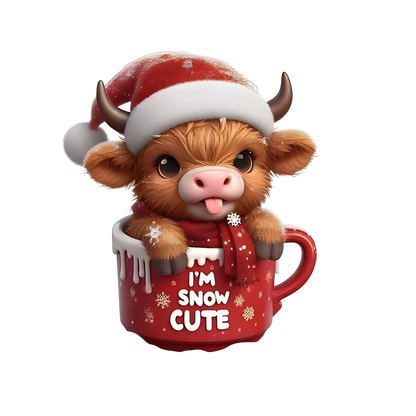 Cozy highland cow Christmas DTF transfer, pattern XMAS1491-1