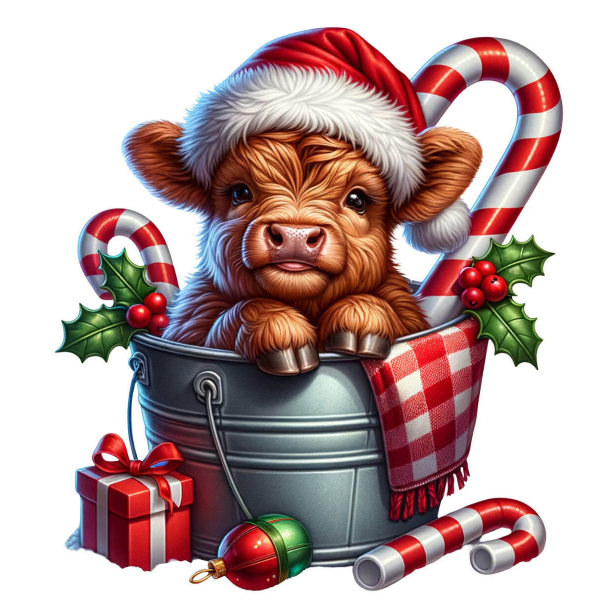 Cozy highland cow Christmas DTF transfer, pattern XMAS1491-10