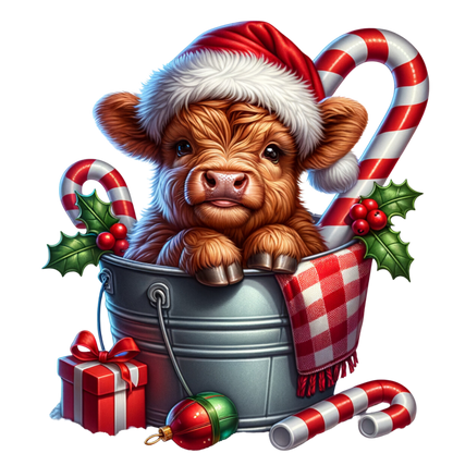 Cozy highland cow Christmas DTF transfer, pattern XMAS1491-10
