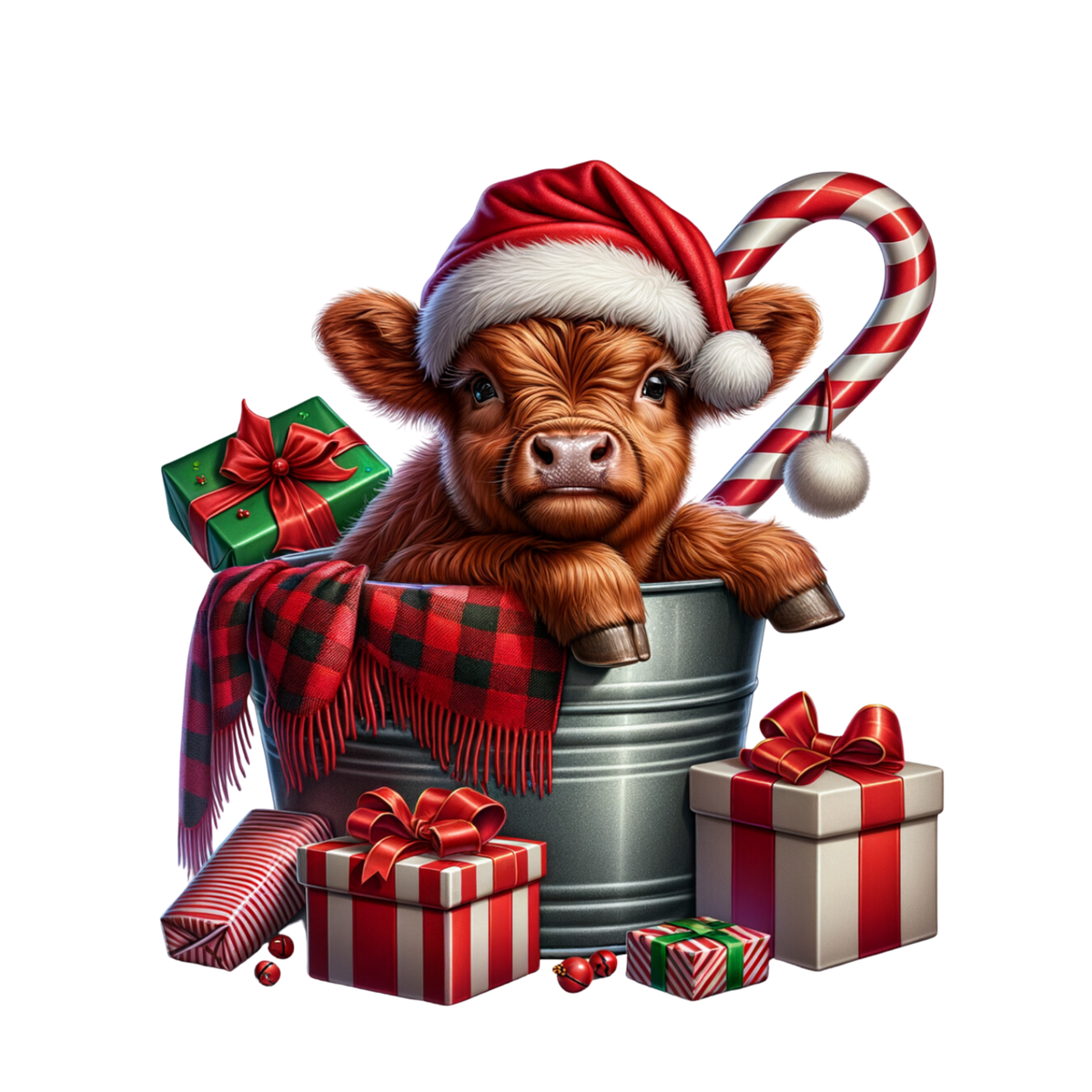 Cozy highland cow Christmas DTF transfer, pattern XMAS1491-11