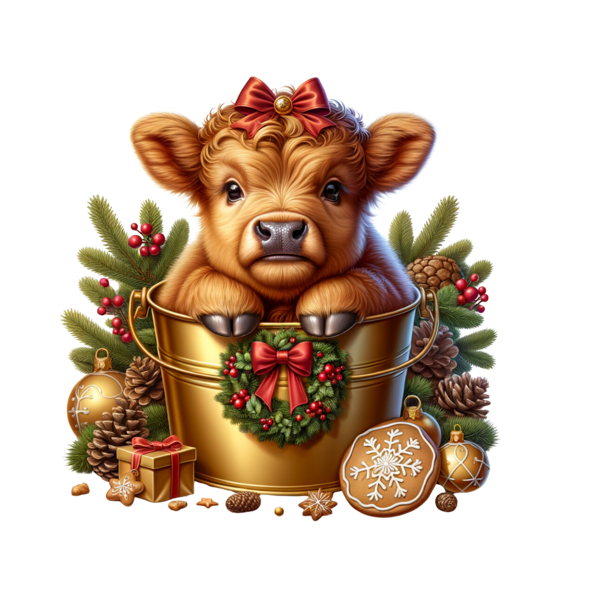 Cozy highland cow Christmas DTF transfer, pattern XMAS1491-12
