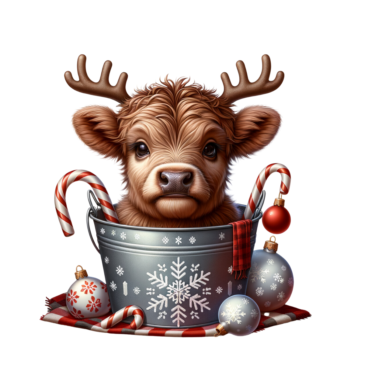 Cozy highland cow Christmas DTF transfer, pattern XMAS1491-13
