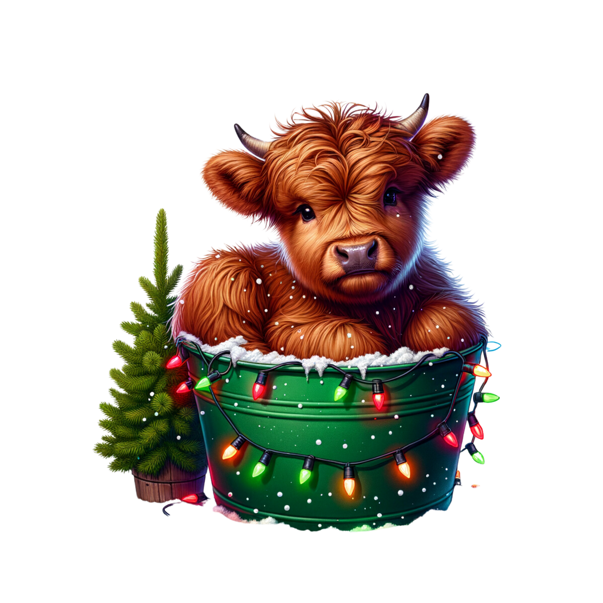 Cozy highland cow Christmas DTF transfer, pattern XMAS1491-14