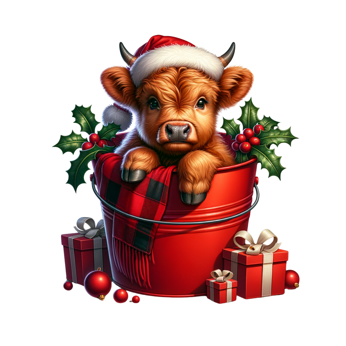 Cozy highland cow Christmas DTF transfer, pattern XMAS1491-15
