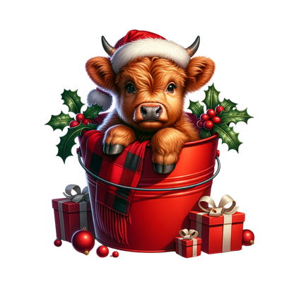 Cozy highland cow Christmas DTF transfer, pattern XMAS1491-15