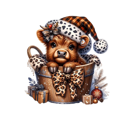 Cozy highland cow Christmas DTF transfer, pattern XMAS1491-16