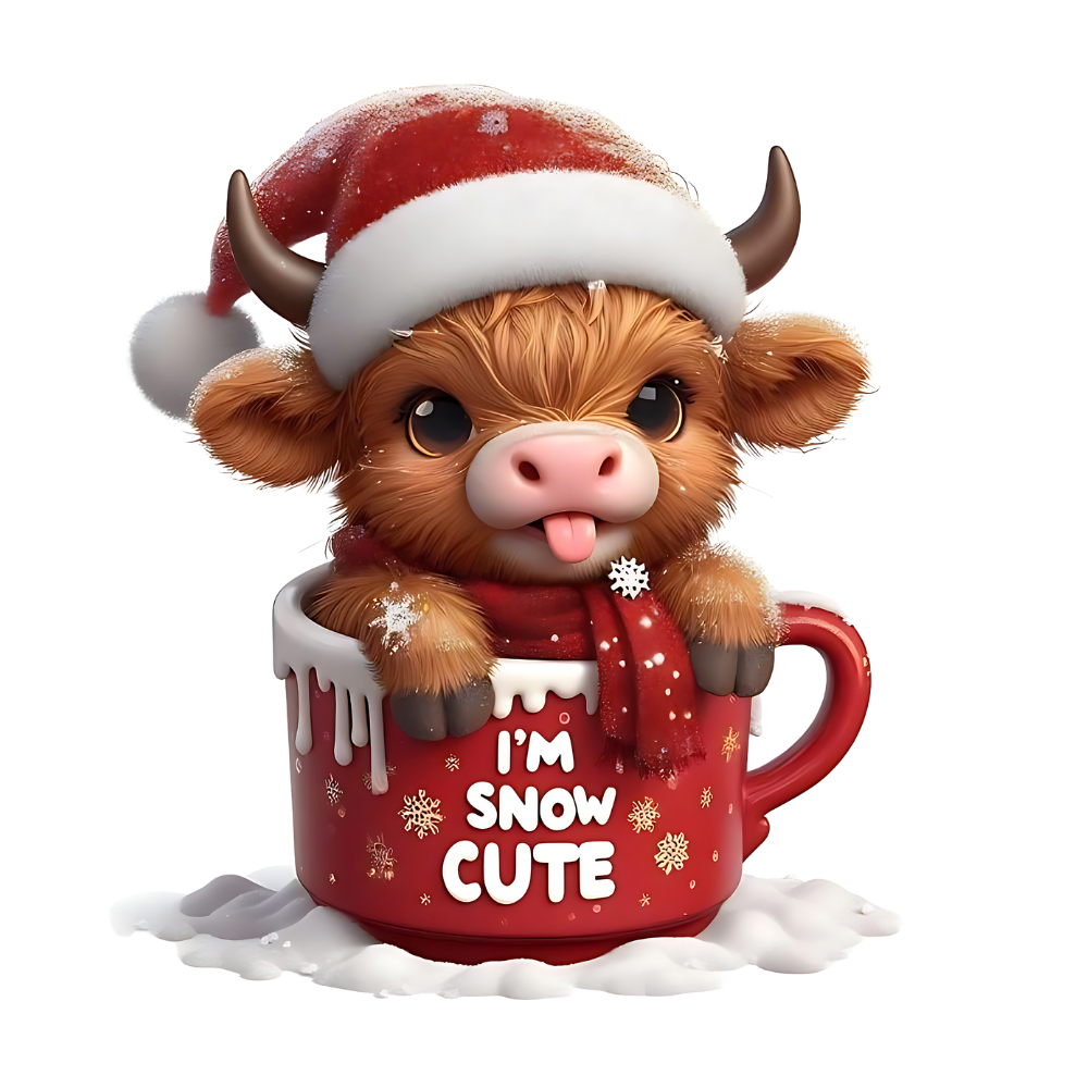 Cozy highland cow Christmas DTF transfer, pattern XMAS1491-17