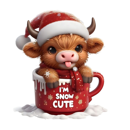 Cozy highland cow Christmas DTF transfer, pattern XMAS1491-17