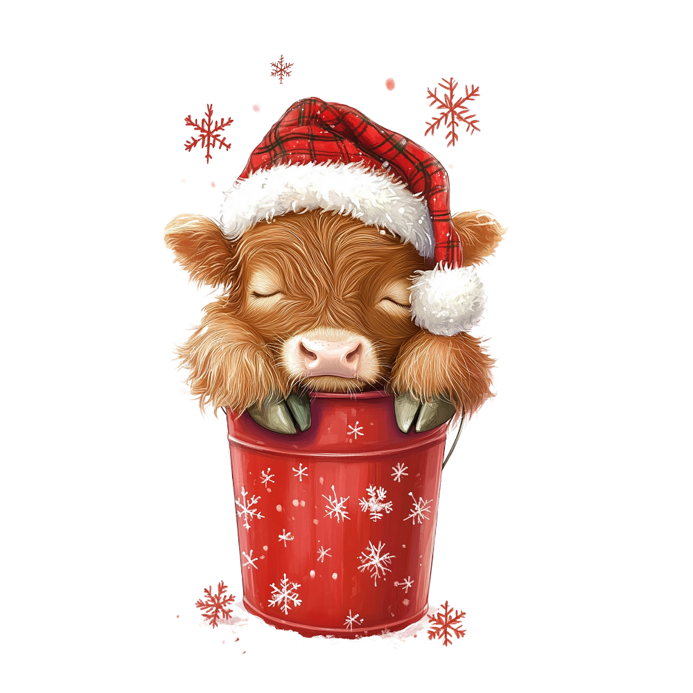 Cozy highland cow Christmas DTF transfer, pattern XMAS1491-18