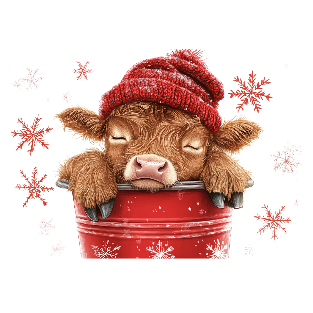 Cozy highland cow Christmas DTF transfer, pattern XMAS1491-19