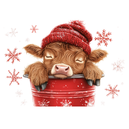 Cozy highland cow Christmas DTF transfer, pattern XMAS1491-19