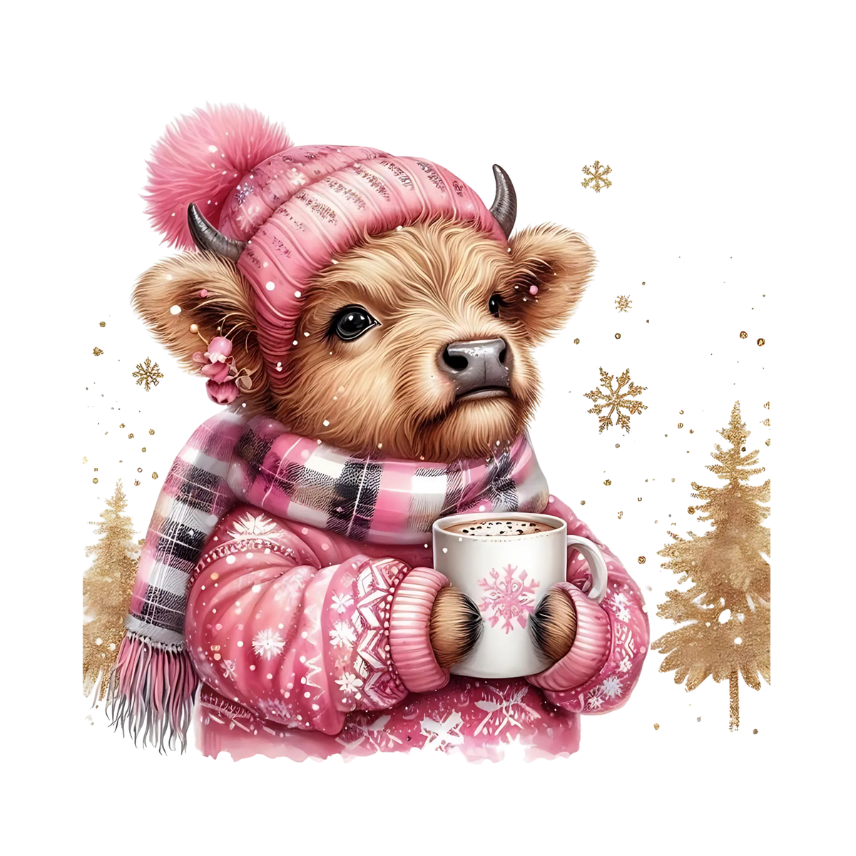 Cozy highland cow Christmas DTF transfer, pattern XMAS1491-2