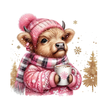Cozy highland cow Christmas DTF transfer, pattern XMAS1491-2
