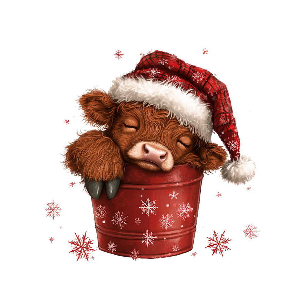 Cozy highland cow Christmas DTF transfer, pattern XMAS1491-20