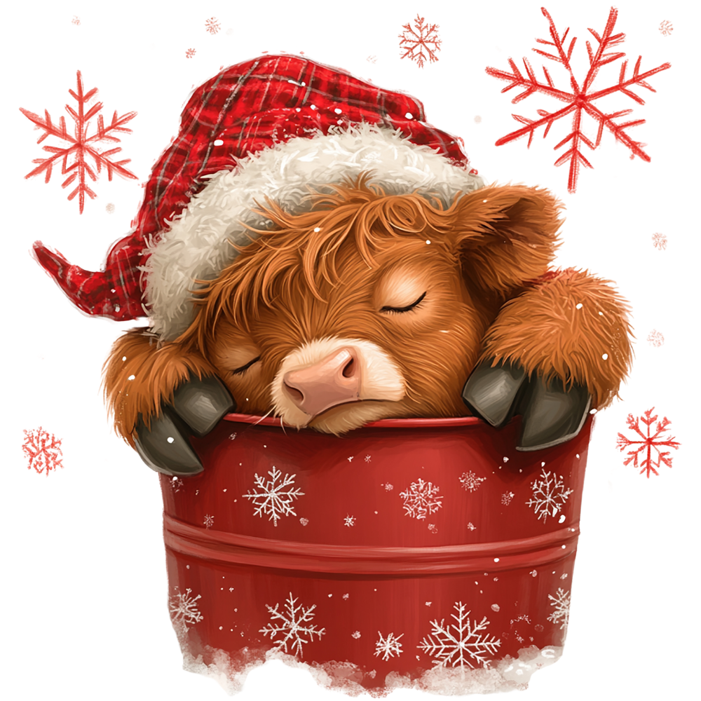 Cozy highland cow Christmas DTF transfer, pattern XMAS1491-21