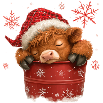 Cozy highland cow Christmas DTF transfer, pattern XMAS1491-21