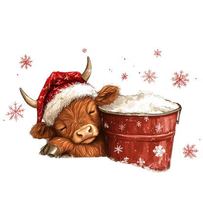 Cozy highland cow Christmas DTF transfer, pattern XMAS1491-22
