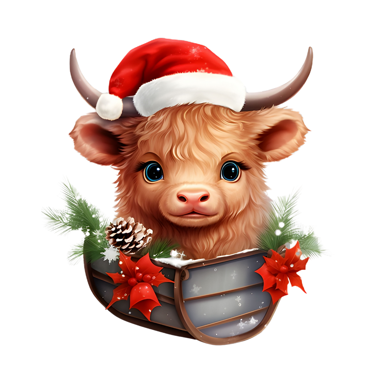 Cozy highland cow Christmas DTF transfer, pattern XMAS1491-3