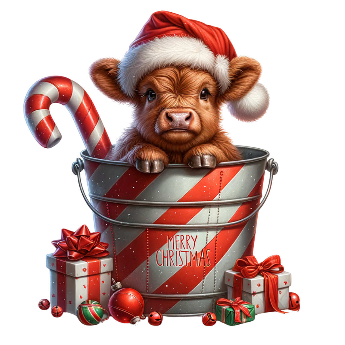 Cozy highland cow Christmas DTF transfer, pattern XMAS1491-4