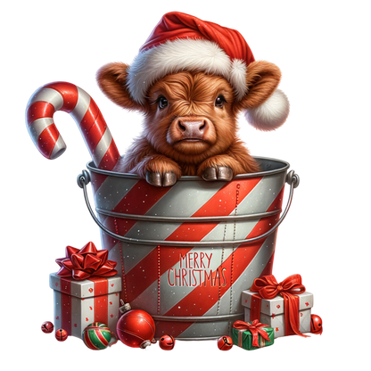 Cozy highland cow Christmas DTF transfer, pattern XMAS1491-4