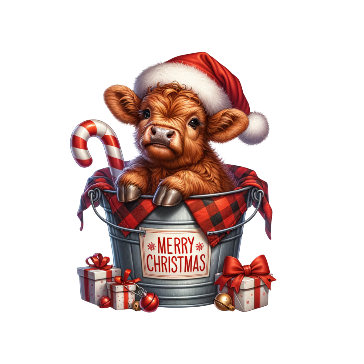 Cozy highland cow Christmas DTF transfer, pattern XMAS1491-5