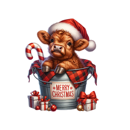 Cozy highland cow Christmas DTF transfer, pattern XMAS1491-5