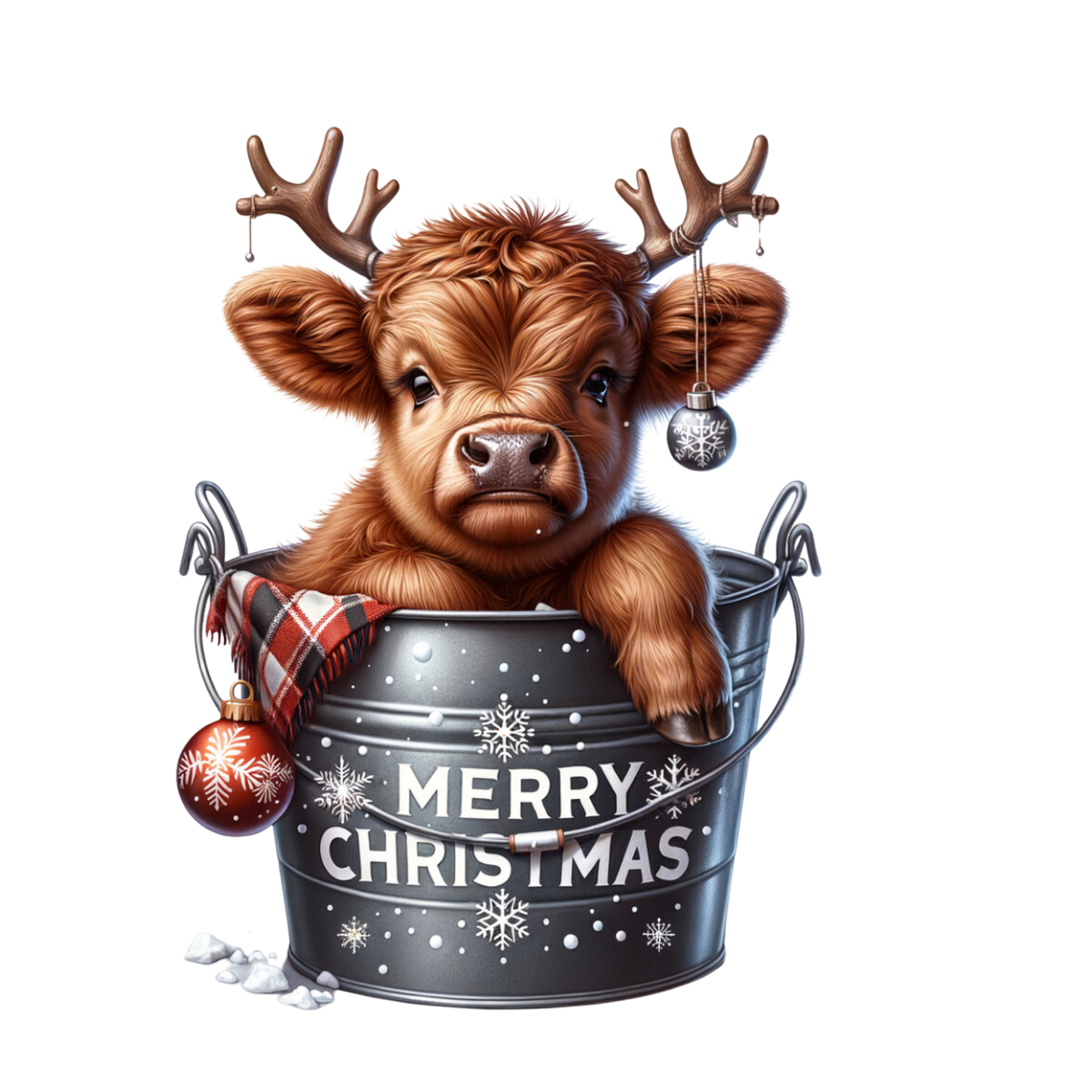 Cozy highland cow Christmas DTF transfer, pattern XMAS1491-7