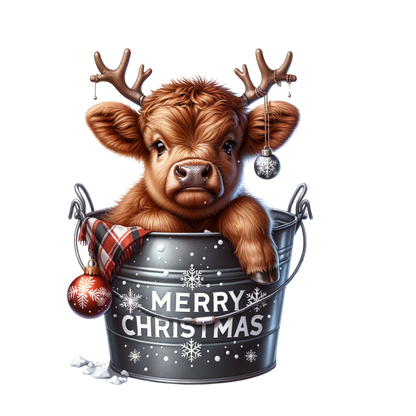 Cozy highland cow Christmas DTF transfer, pattern XMAS1491-7