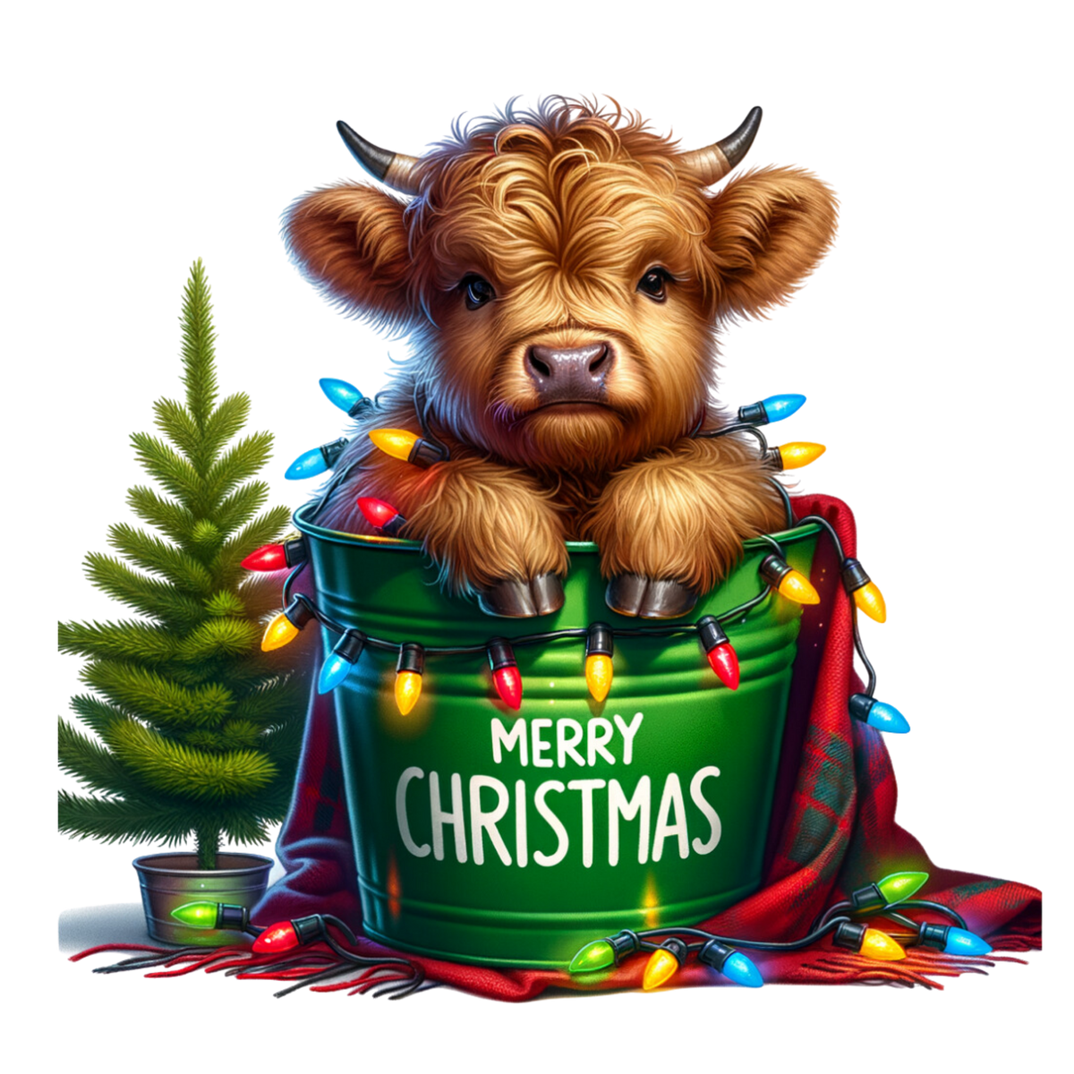 Cozy highland cow Christmas DTF transfer, pattern XMAS1491-8